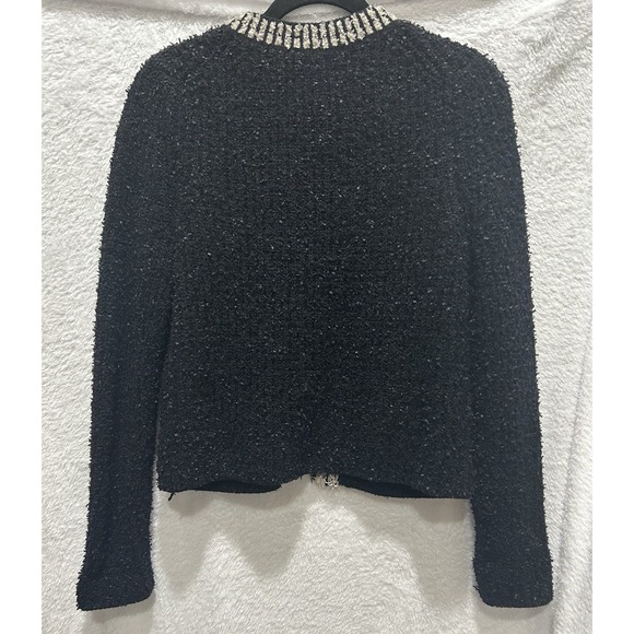 360SWEATER Black Textured Knit Sweater Boucle Quiet Luxury Preppy Size S - Picture 5 of 6